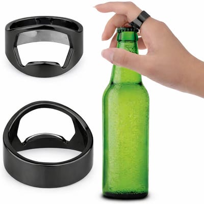 Ring Flesopener I Bieropener I Flesopener I Bar Accessoires I RVS I Zwart