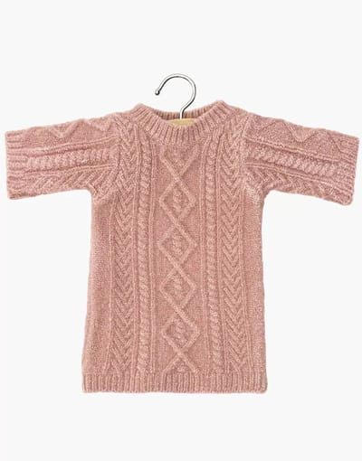Minikane Gordi Poppenkleding Gebreide Jurk Lena Roze 34 cm