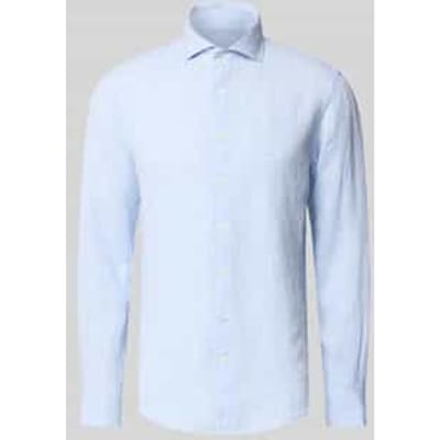 Lichtblauwe linnen overhemd Profuomo Slim Fit