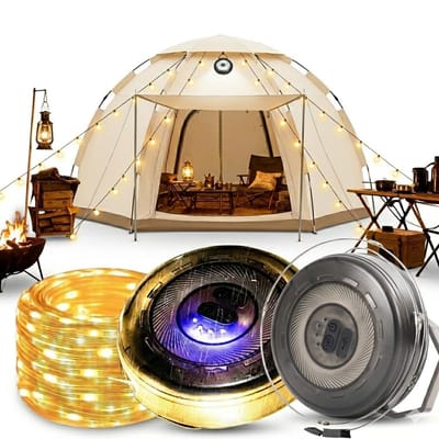 Camping Lamp met 10M Lichtsnoer – 6 Lichtstanden – Oprolbaar & Oplaadbaar – LED Tentlamp met SOS Functie – Waterdicht IPX4 – Voor Kamperen & Outdoor
