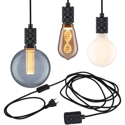 Neordic Hanglamp Tilla incl. stekker E27 max. 20W Zwart dimbaar Metaal