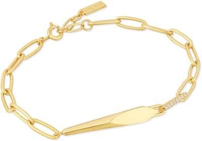 Ania Haie AH B053-03G Polished Punk Dames Armband - Schakelarmband - Sieraad - Zilver - Goudkleurig - 925 Zilver - Anker - 6 mm breed - 18.5 cm lang