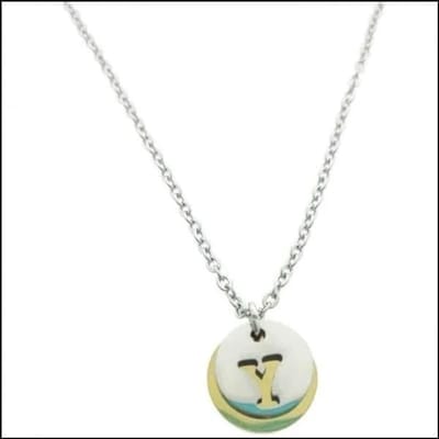Aramat Jewels | Halskettingen | Stalen Initiaal Ketting met Ronde Letter Hanger – Gepersonaliseerde Ketting | Y | |1,5mm | Staal | Volwassenen | Verkleurd niet