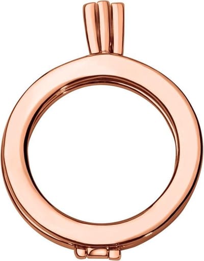 Quiges - Medaillon Munthouder Hanger 25mm Ø Rond Rosé Goudkleurig Koper - EPRHS003