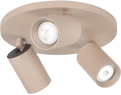 Highlight Moderne Opbouwspots GU10 Mila 3 Lichtpunten Rond Beige/Zand Metaal Slaapkamer Gang/Hal Keuken Dimbaar