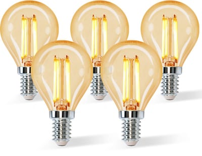 Aigostar LED Filament G45 4W - E14 fitting - 2200K - Amber - Set van 5 stuks
