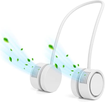 Draagbare Bladloze Nekventilator – 4000mAh, Opvouwbaar, 3 Snelheden, Versterkte Koeling, Vrijhandig, Voor Mannen, Vrouwen, Buiten & Reizen (Wit)