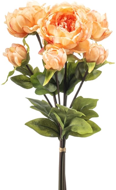 Emerald - Kunstbloem Pioenroos Bundel 50cm licht oranje - Kunstplant voor binnen