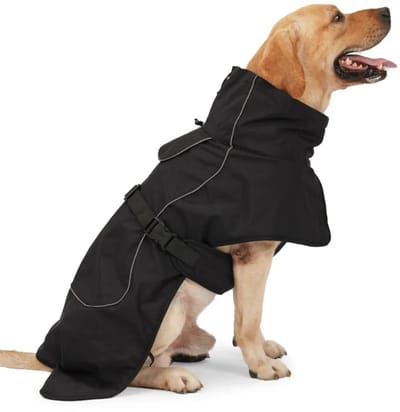 WiseGoods Luxe Honden Regenjas Waterdicht & Winddicht - Reflectie Regenjassen Hond - Middelgrote Huisdieren Winterjas - Zwart L