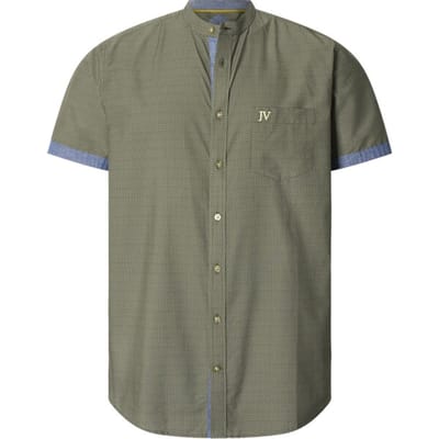 Jan Vanderstorm herren Overhemd Met Korte Mouwen - 41/42 - olijf - Plus Size