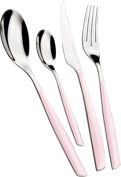 Bestekset RVS 18/10 met Roze Handvat voor 6 personen