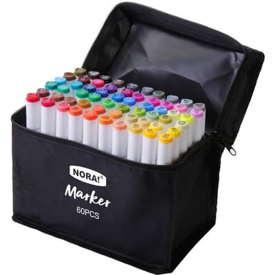 Ensemble de marqueurs à alcool 30/40/60/80 couleurs, stylos de couleur à double pointe, marqueurs d'art à pointe fine, emballés dans un sac en tissu 60 colors gray