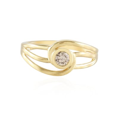 Cavill - Verstelbare Zilveren Ring - 925 Sterling Zilver - I2 Champagne Diamant 0,225 ct - Ronde Briljantrond - Bezelzetting - Dames Sieraden