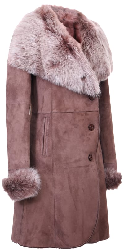Dames suède merino shearling jas met Toscana kraag-Hanoi