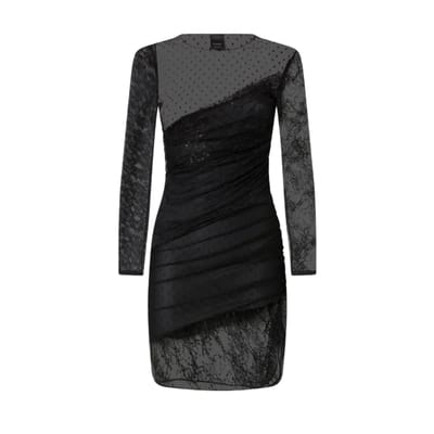 casual vrouwelijke kleding Pinko - backgammon jurk patch kant - zwart