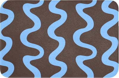 WC mat 60x40 cm - Antislip - Kronkelende lijnen - Blauw - Bruin - Minimalistisch - Toiletmat - Vloermat - Douchemat - Toilet tapijt - Toiletmatten