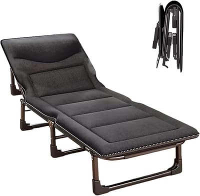 Opvouwbaar Bed - Gastenbed Klapbed - Ontspannen Slapen - Vier Hoogte standen - 190x75CM - Zwart