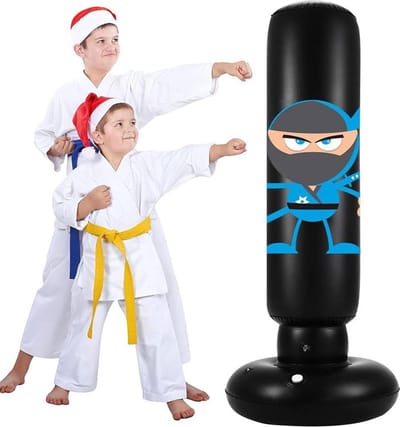 Staande bokszak 160 cm - Punching bokszak tumbler zuil - Opblaasbare tumbler voor buikspieren - Fitness vechtzuil