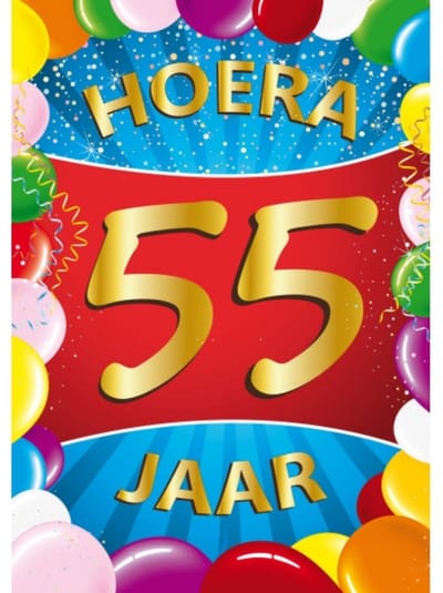 Bellatio Decorations Verjaardag deurposter - 55 jaar - multi - 59 x 84 cm - feestartikelen