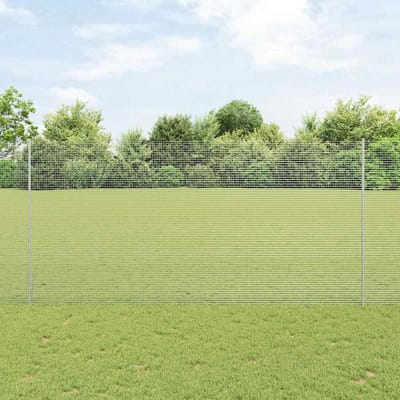 vidaXL - gelast - draadhek - met - palen - 10 - x - 1,5 - m - Gegalvaniseerd - staal - Mesh