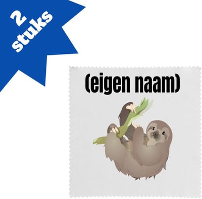 Akyol - luiaard met eigen naam brillendoekjes - Luiaard - luiaard liefhebbers - iemand die houdt van luiaards - verjaardag - cadeau - kado - 17,8 bij 17,8 cm - 2 stuks