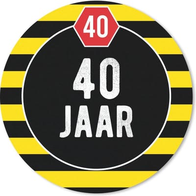 Muismat rond 20x20 cm - Mousepad Feest - 40 Jaar - Decoratie - Ronde muismatten