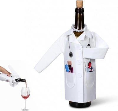 Set Wijnverpakking met Flessenhoes, Thermometer en Sprayketting - Leuk Cadeau voor Verpleegkundige, Arts, Afstuderen en Feestjes - Ideaal voor Wijnliefhebbers en Feestdecoratie
