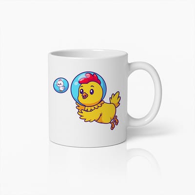 Ruimte Kip Mok – Grappige Cartoon Haan Koffiebeker voor Kinderen en Dierenliefhebbers