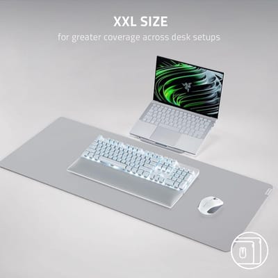 Thijox - Razer Pro Glide XXL Zachte Muismat - Extra Groot, Antislip, Dikke Schuimrubberen Laag, Stoffen Oppervlak van Microweefsel, Grijs voor Product