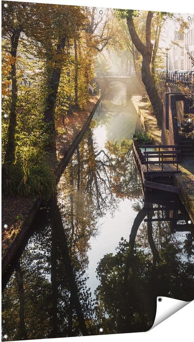 Gards Tuinposter Nieuwe Gracht in Utrecht - 100x150 cm - Tuindoek - Tuindecoratie - Wanddecoratie buiten - Tuinschilderij
