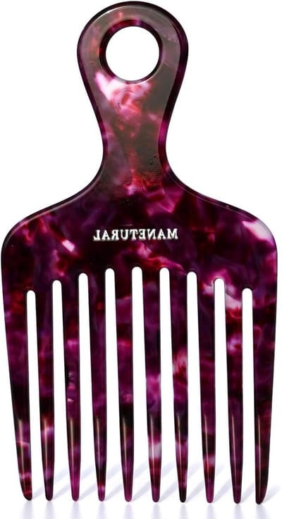 Langtandkam - Afro kam - Haar en baard - Handgemaakt ontwerp - Verpakking van 2 - Paars