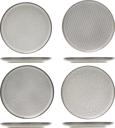 Cosy&Trendy Cuatro-grey Dessert Plate D20 Set 4 Assdigital Printing