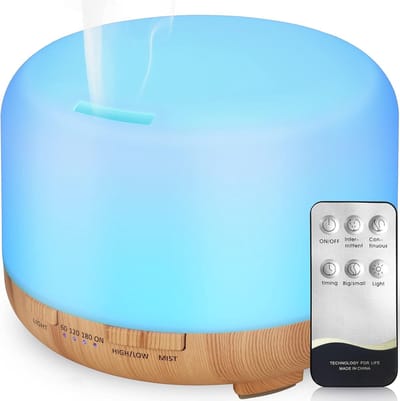 SnelShoppen - Hianjoo Aroma Diffuser 450ml - Ultrasone Luchtbevochtiger met Timer en 7 Kleuren LED - Aromatherapie voor Kantoor, Yoga, Spa, Slaapkamer