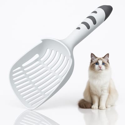 Kattengrit-schep - poepschep voor katten en honden - 3-laags gaasontwerp, handvat met schattige kattenpoot, eenvoudig te reinigen kunststof schep