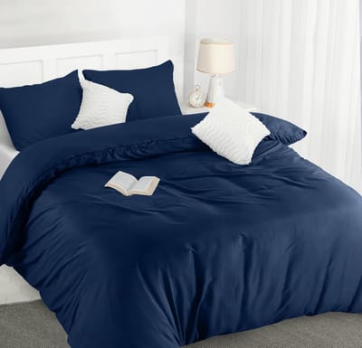 Famanu Dekbedovertrek Set - Zachte Microvezel Dekbedovertrek 200x200cm met Kussenslopen 50x75cm - Beddengoed Dekbedovertrek Set - Marineblauw