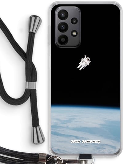 Case Company® - Hoesje met koord geschikt voor Samsung Galaxy A23 hoesje met Koord - Alone in Space - Telefoonhoesje met Zwart Koord - Bescherming aan alle Kanten en Over de Schermrand