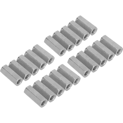 20 Stuks Zeskant Koppeling Moer M6x1 L25mm Roestvrij Staal Schroefdraad Stang Verbindingstukken voor Bouten Studs Mechanische Schroeven