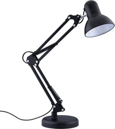 LED Bureaulamp - Maxozo Rety - E27 Fitting - Verstelbaar - Retro - Klassiek - Rond - Mat Zwart