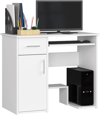 Bureau JAY met 1 Lade / Computerbureau / Computer Tafel / Bureautafel / Wit / 90 x 74 x 50 cm
