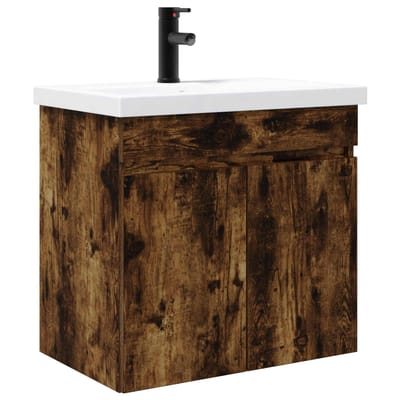 vidaXL - Badkamermeubel - met - kraan - Gerookt - eiken - 61 - x - 40 - x - 74,5 - cm