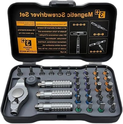 Magnetische Schroevendraaierset - Precisie gereedschap Reparatiekit - Dagelijks onderhoud - 39-in-1 ratelfunctie - Compacte kist - Grijs
