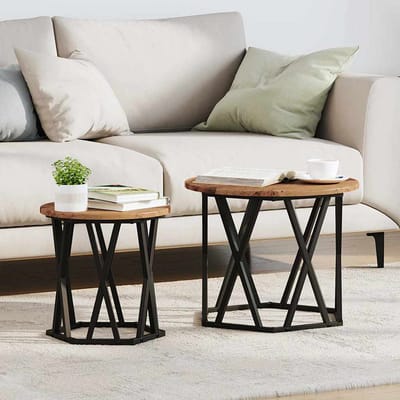 vidaXL - Bijzettafel - 2 - st - hergebruikt - hout - 50 - x - 50 - x - 40 - cm