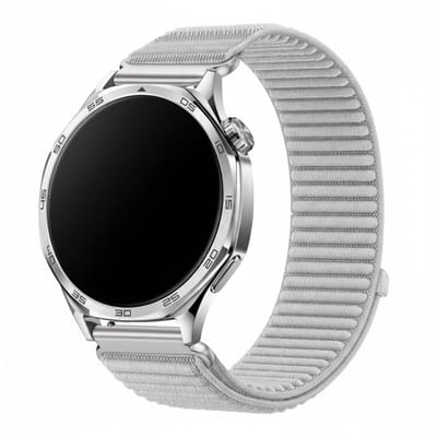 Nylon bandje - geschikt voor Garmin Vivoactive 4 / Venu 4 (45mm) / Venu 3 / 2 / Forerunner 255 / Forerunner 265 / 570 (47mm) en Polar Vantage M / M2 / V3 / Grit X (Pro) - ribbel - grijs