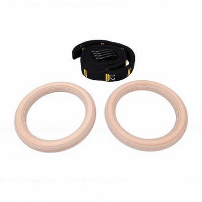 Anneaux de Gymnastique à Double Cercle avec Sangles Numérotées Réglables Anneaux en Bois pour Entraînement Complet du Corps pour Salle de Sport à Domicile