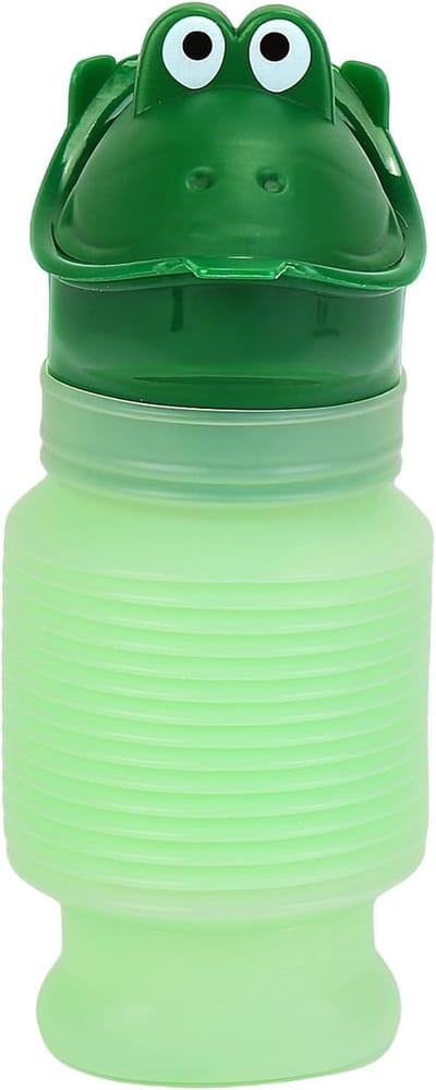 1 Stuk Urinoir voor Onderweg - Opvouwbaar en Lekvrij Urinoir - Unisex Reisurinoir voor Camping en Roadtrips - 600 ml - Kikkervormig Ontwerp - Geschikt voor Volwassenen en Kinderen - Groen