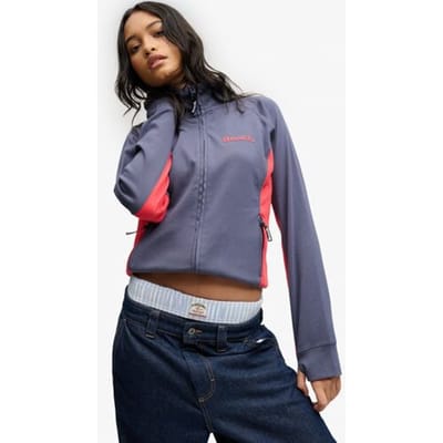 Superdry Bench Trainingsjack met Hoge Kraag en Contrast Blauw Grootte: XL