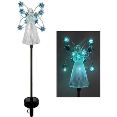Lampe solaire d'ange imperméable, 1 pièce, luminaire décoratif d'extérieur, féerique, créatif, luminaire décoratif de pelouse, idéal pour un jardin ou une cour bleu