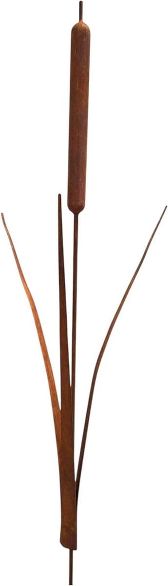 Tuinsteker Rietgras - Vijverdecoratie metaal - Tuin aankleden - Natuurlijke roestlook - 110 cm hoog - Patina