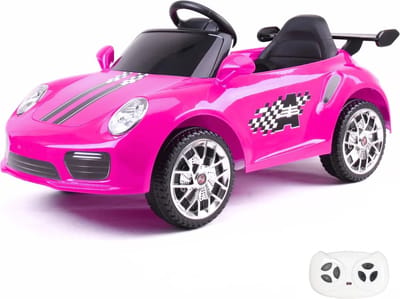 Porsche 911-Stijl Full Option Elektrische Kinderauto 1 tot 5 jaar – Sport Accuvoertuig met MP3 & Schokdempers – 12V Kinderauto met Afstandsbediening, LED-Koplampen & Soft-Start – Roze