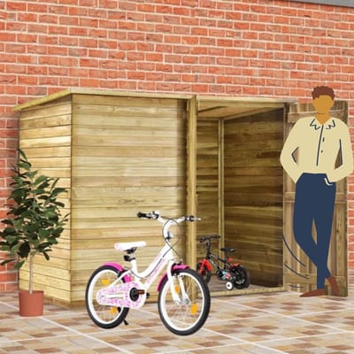 Fietsberging - Fietsenhok - Stalling - Tuinschuur - Huis - Overdekt - Geïmpregneerd grenen hout - Scooter - Fiets